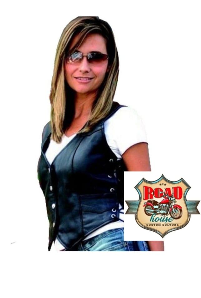 GILET FEMME EN CUIR MOTO CUSTOM