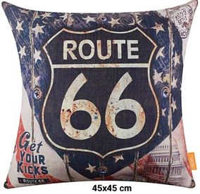 Coussin Lin Vintage Carte Américaine Route 66 coussin Canapé-lit Voiture