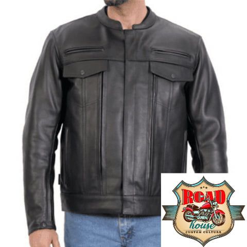 Blouson biker cuir noir type 