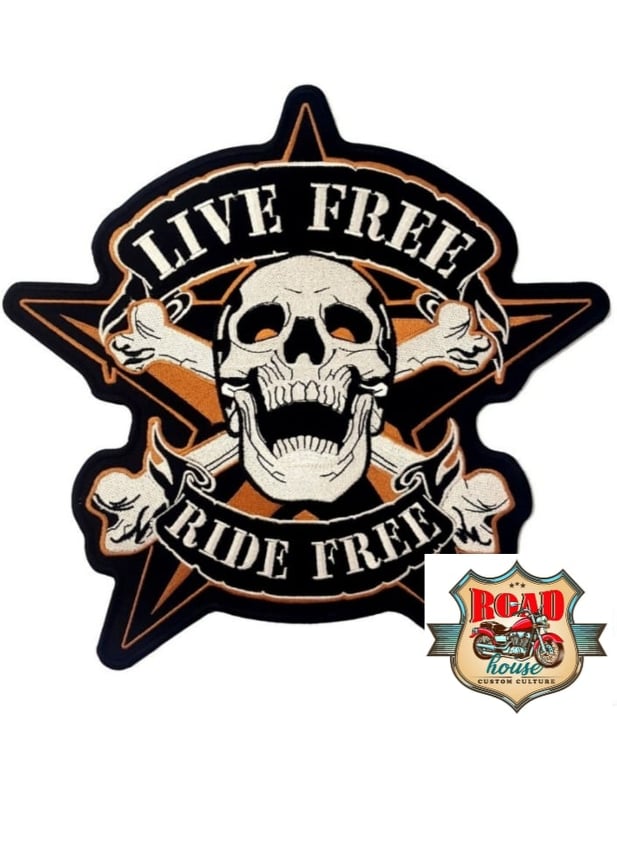 PATCH ÉCUSSON BIKER SKULL ETOILE "RIDE FREE"