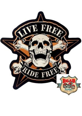 PATCH ÉCUSSON BIKER SKULL ETOILE "RIDE FREE"