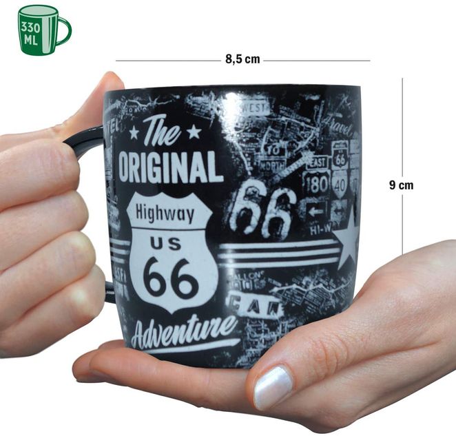 Highway 66 The Original Adventure – Idée de Cadeau pour Fans de Moto, en céramique, Design Vintage