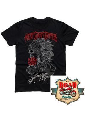 TEE-SHIRT WEST COAST CHOPPERS "CHIEF" SKULL INDIEN.