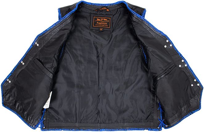 Gilet en cuir pour homme avec extras bleus