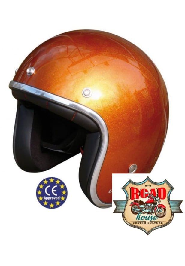 CASQUE JET GLITTER ORANGE HOMOLOGUÉ CE