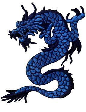 Patch brodé en forme de Dragon bleu