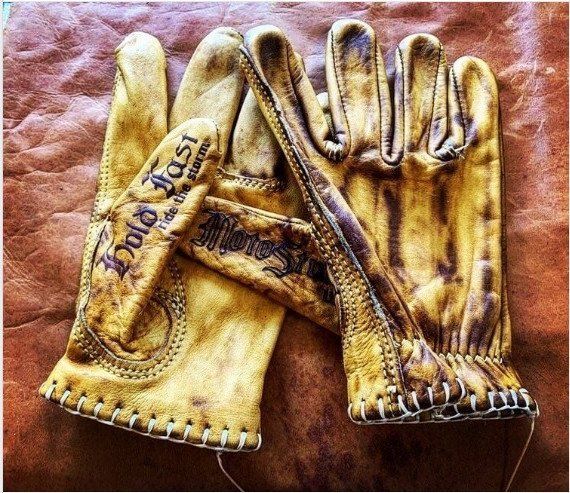 Gants cuir bronze 1936 Hold Fast Motostuka