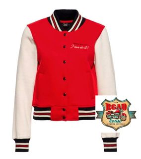 VESTE UNIVERSITAIRE QUEEN KEROSIN LADY RIDER MOTOR QUEEN "I CAN DO IT" ROUGE