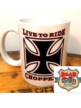 MUG CÉRAMIQUE BIKER CROIX DE MALTE LIVE TO RIDE CHOPPERS