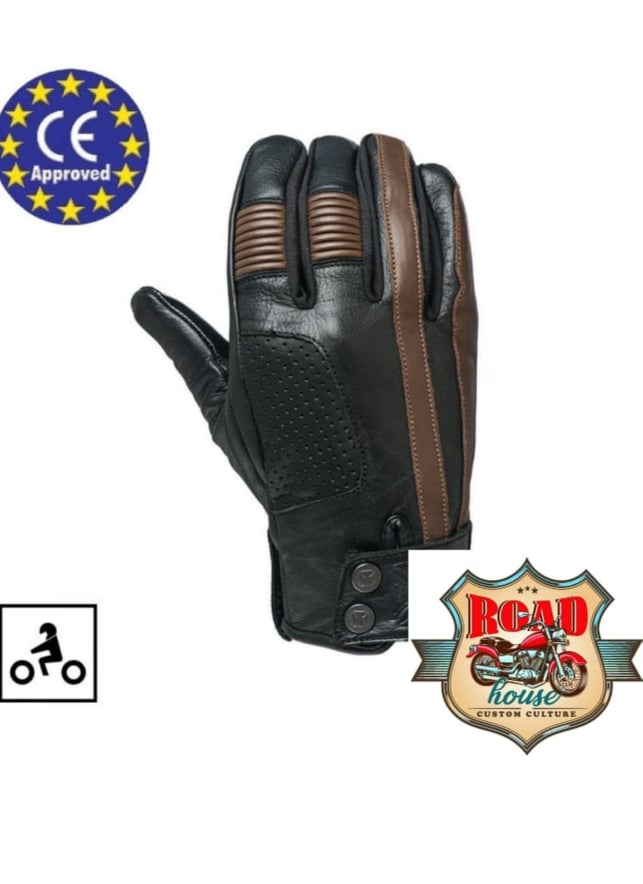 GANTS WCC GRUNGE CUIR NOIR ET MARRON HOMOLOGUÉS CE