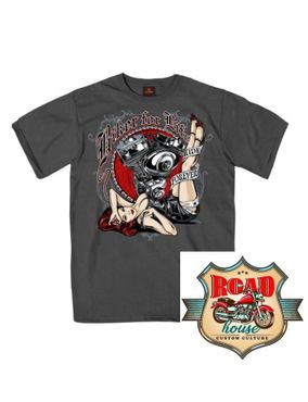 T-SHIRT GRIS PIN-UP V-TWIN RIDE FOREVER