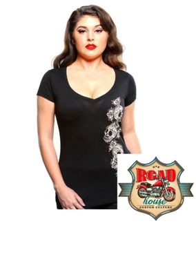 TEE-SHIRT LADY LUCKY 13 TRIO TÊTE DE MORT