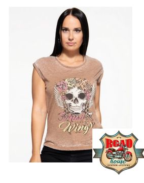 TEE SHIRT QUEEN KEROSIN LADY RIDER SKULL AILÉ ROSES