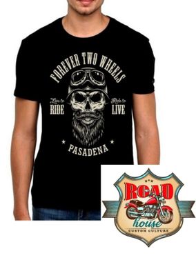 T-SHIRT BIKER SKULL "FOREVER TWO WEELS "