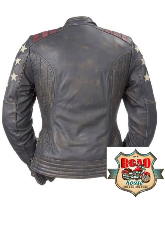 BLOUSON EN CUIR VINTAGE LADY RIDER FEMME - HELD LAXY