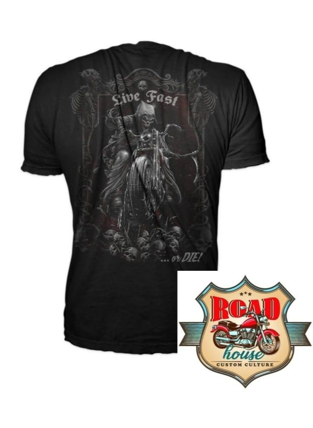 T-SHIRT BIKER FAUCHEUSE LIVE FAST OR DIE