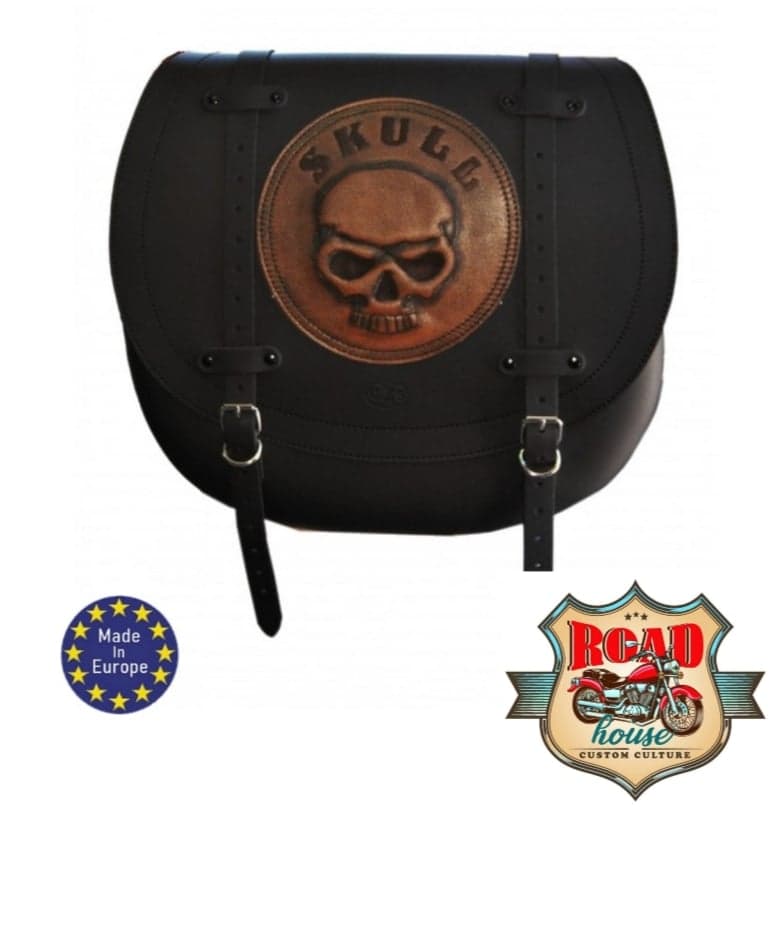 SACOCHE LATÉRALE CUIR UNIVERSELLE GAUCHE OU DROITE - SKULL