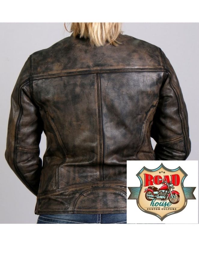 BLOUSON EN CUIR MARRON VINTAGE LADY RIDER FEMME HÉRITAGE