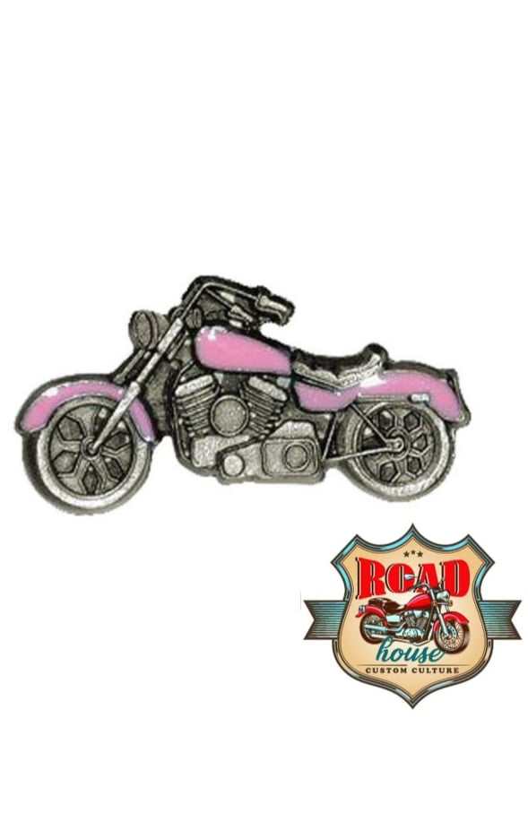 PIN'S MÉTAL MOTO ROSE LADY RIDER