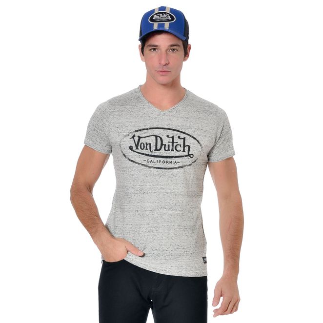 TEE SHIRT HOMME VON DUTCH COL V RON gris