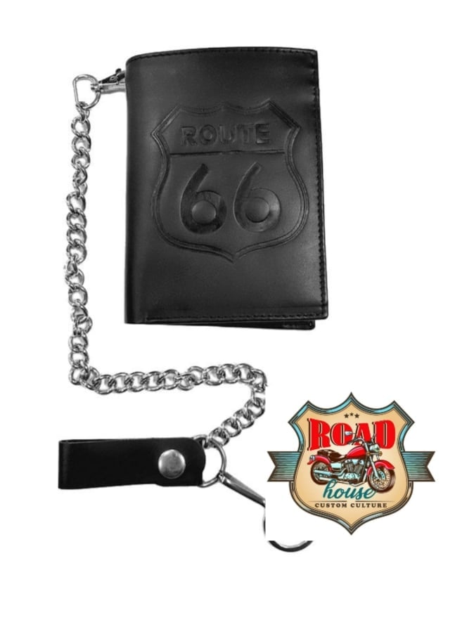 PORTEFEUILLE BIKER CUIR ROUTE 66 FORMAT EUROPE