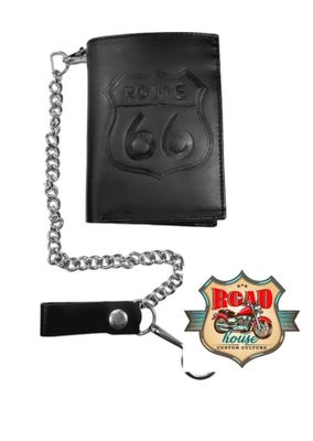 PORTEFEUILLE BIKER CUIR ROUTE 66 FORMAT EUROPE