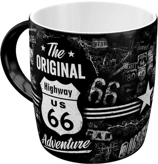 Highway 66 The Original Adventure – Idée de Cadeau pour Fans de Moto, en céramique, Design Vintage