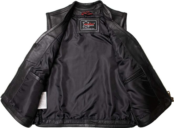 GILET CUIR BIKER NOIR